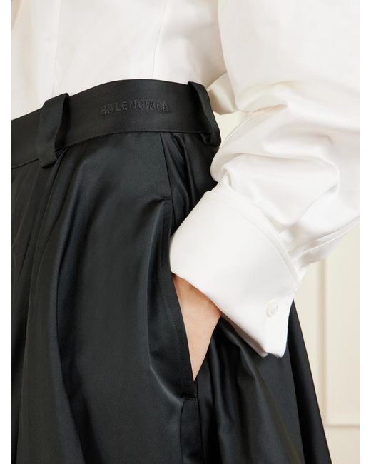 Balenciaga Black Pleated Satin Shorts