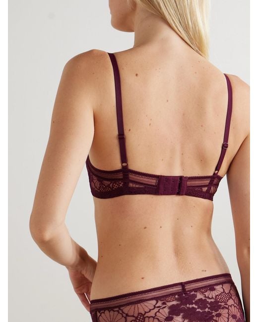 Eres Purple Royal Leavers Lace Soft-Cup Bra