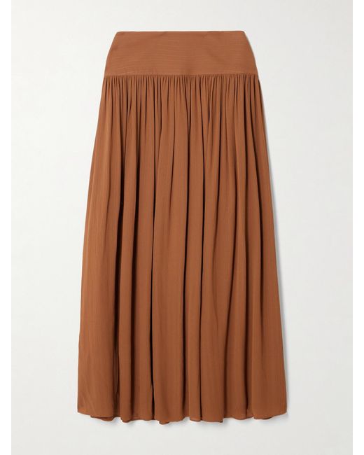 Joseph Brown Santos Pinstriped Gathered Crepe Midi Skirt