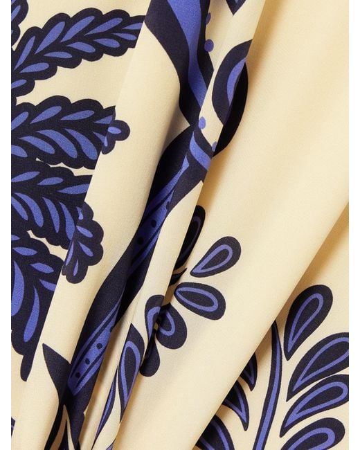 Johanna Ortiz Blue Everywhere Printed Silk Crepe De Chine Maxi Skirt