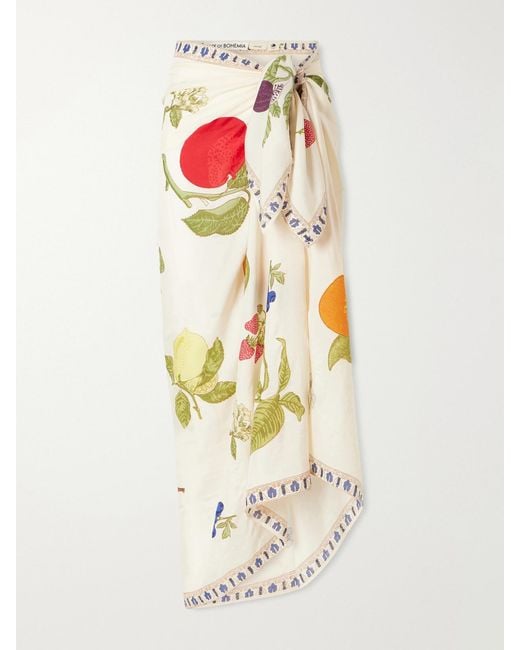 Alix Of Bohemia White Soraya Printed Silk Pareo