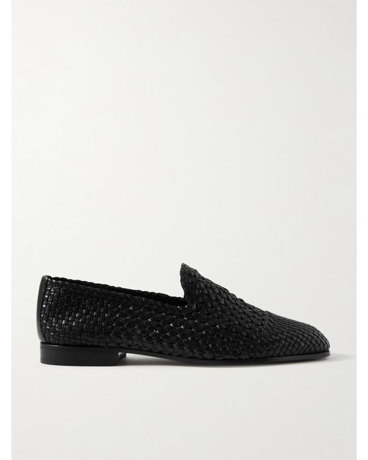 The Row Black Davis Loafers Aus Geflochtenem Leder