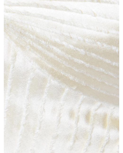 Danielle Frankel White Ella Strapless Frayed Pintucked Silk And Wool-Blend Satin Bustier Top