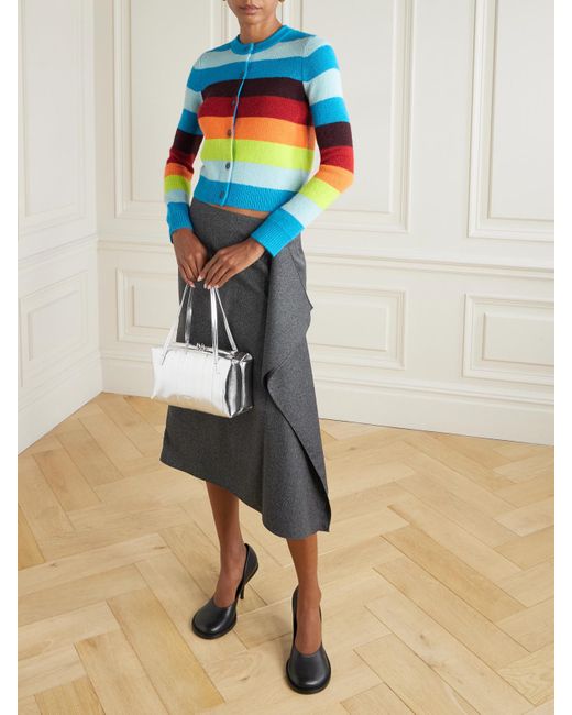 Christopher John Rogers Blue Striped Knitted Cardigan