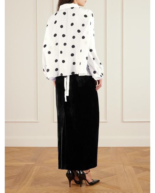 BERNADETTE Gray Maxine Polka-Dot Crepe De Chine Shirt
