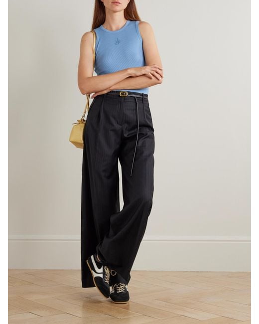 J.W. Anderson Blue Tanktop Aus Geripptem Baumwoll-Jersey Mit Stickerei