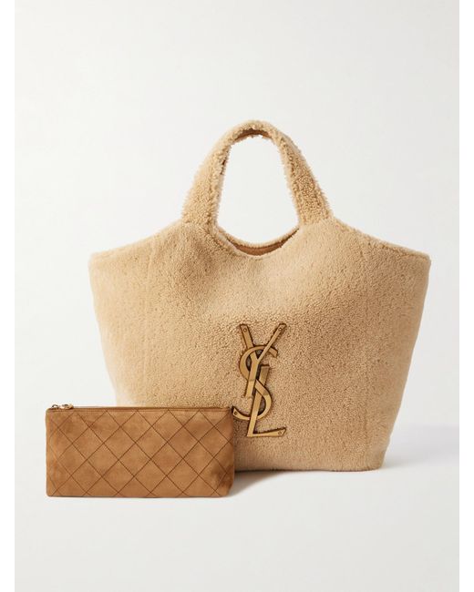 Saint Laurent Natural Icare Maxi Shearling Tote