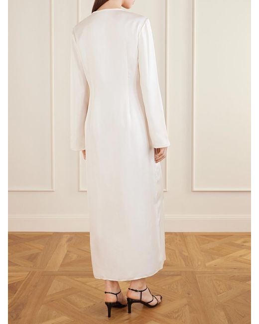 Rohe White Mandarin Silk-Satin Maxi Dress