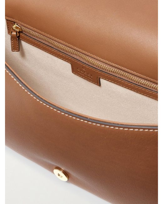 Gucci Brown Blondie Leather-Trimmed Canvas Shoulder Bag