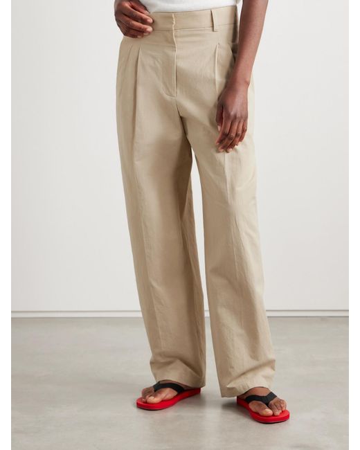 パンツ The Row LILAS COTTON AND LINEN PANTS The Row Lilas Pleated Cotton-Blend Twill Tapered Pants in