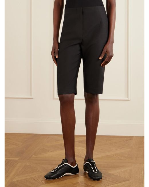 Dries Van Noten Black Wool And Silk-Blend Crepe Shorts