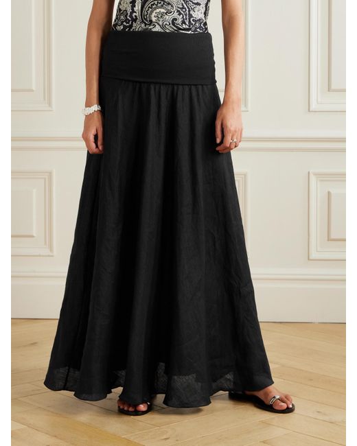 Johanna Ortiz Black Light And Sound Convertible Linen-Blend Maxi Skirt