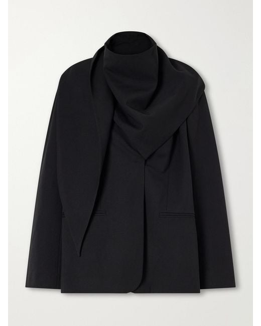 Sea Black Remi Scarf-Detailed Wool-Blend Crepe Blazer