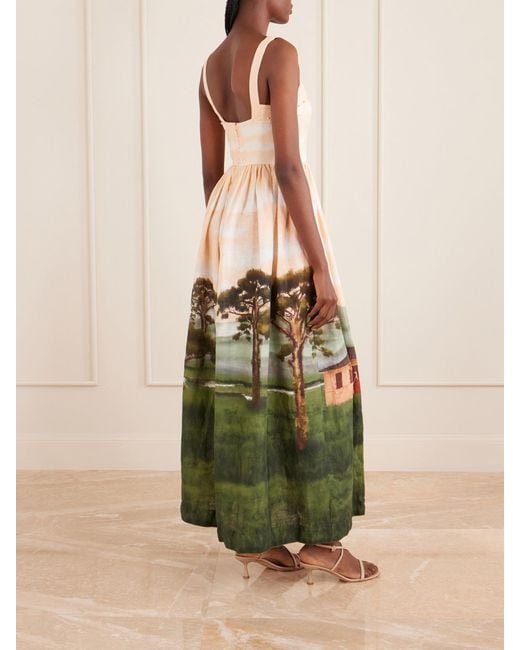 Agua Bendita Green Jaspe Paraiso Linen Maxi Dress