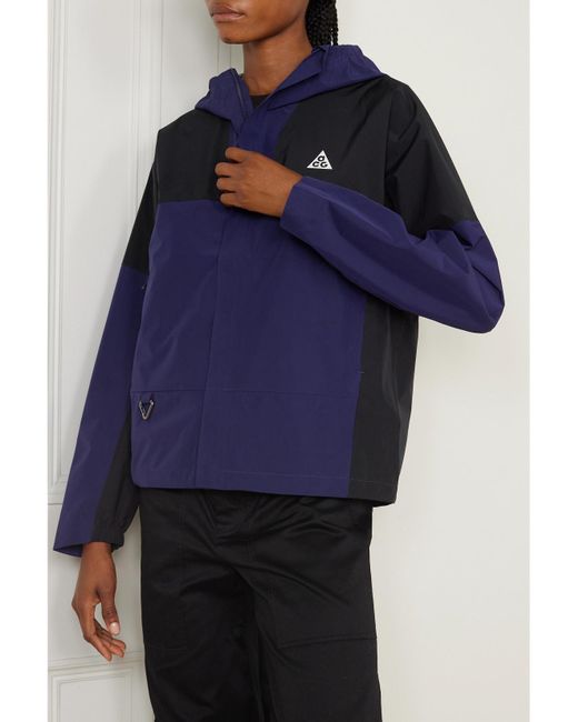 Nike Blue Net Sustain Acg Color-Block Recycled-Shell Hooded Jacket