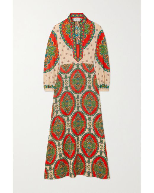 Etro Tuiga Paisley Print Crepe Maxi Dress In Red Lyst Canada