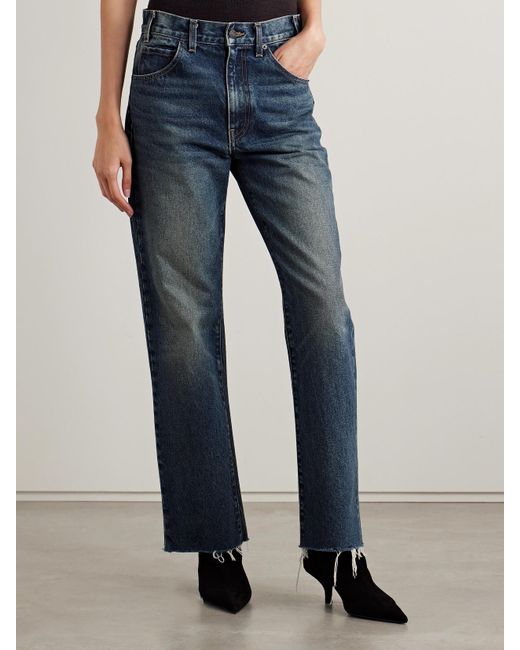 Nili Lotan Blue Calla Halbhohe Jeans Mit Geradem Bein