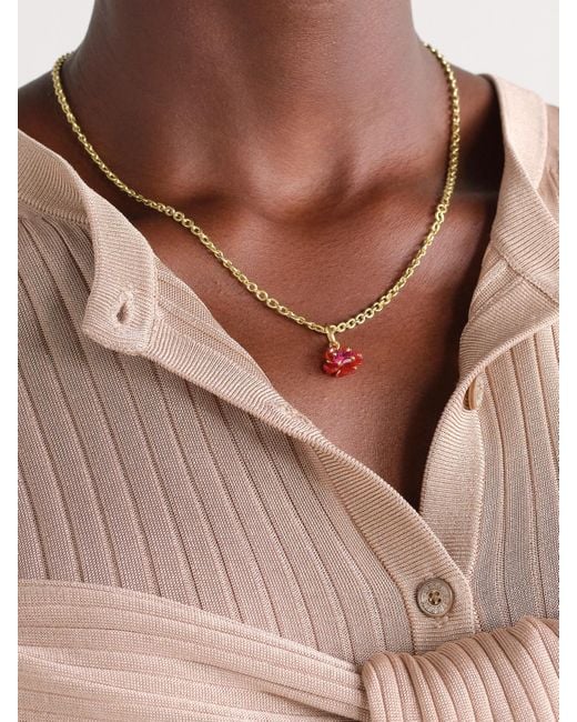 Irene Neuwirth Natural Tropical Flower 18-Karat, Fire Opal And Rubellite Necklace