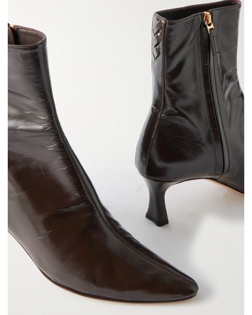Bottega Veneta Black Sofia Glossed-Leather Ankle Boots