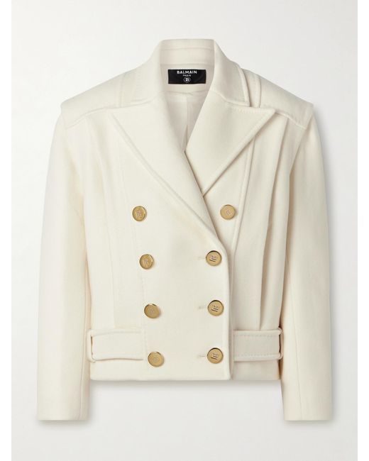 Balmain Natural Double-Breasted Wool And Cashmere-Blend Felt Jacket