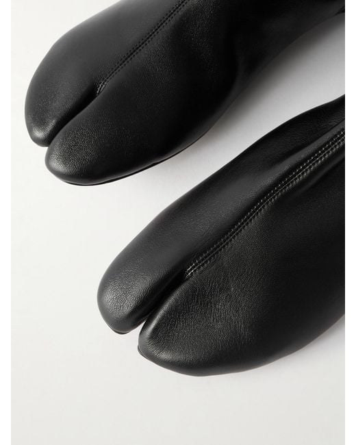 Christen Black Tabi Split-Toe Leather Knee Boots
