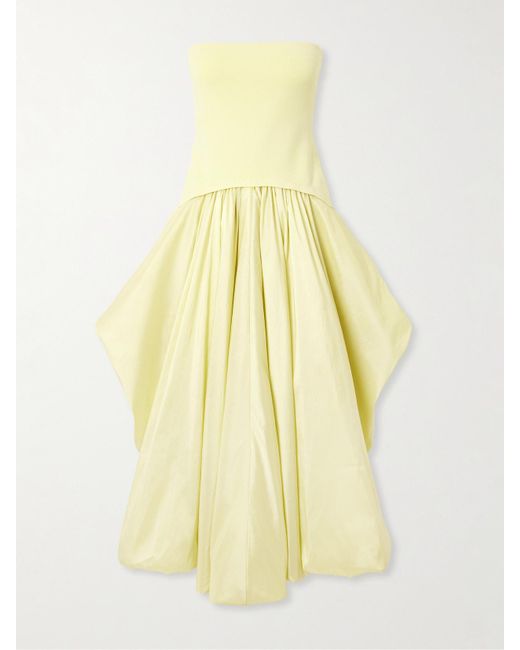 Robe Midi En Mailles Stretch Et En Taffetas À Fronces Izzy Jonathan Simkhai en coloris Yellow