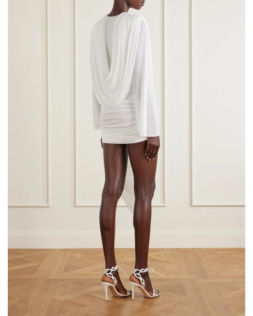 Christopher Esber White Ripple Draped Jersey Mini Dress