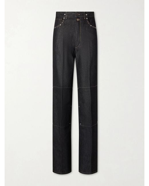 Lemaire Black High-Rise Studded Straight-Leg Jeans