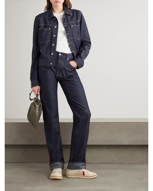 Bottega Veneta Blue Intrecciato Suede-Trimmed Denim Jacket