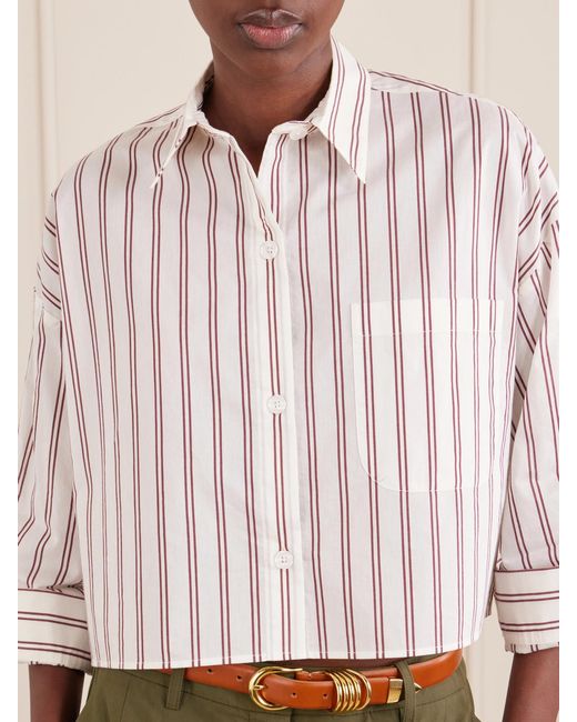 Twp Natural Next Ex Cropped Striped Cotton And Silk-Blend Shirt