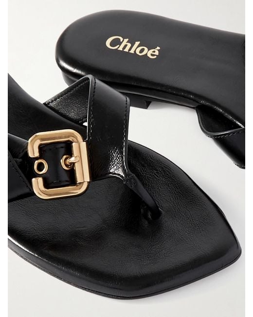 Chloé White Mae Zehensandalen Aus Leder Mit Verzierung