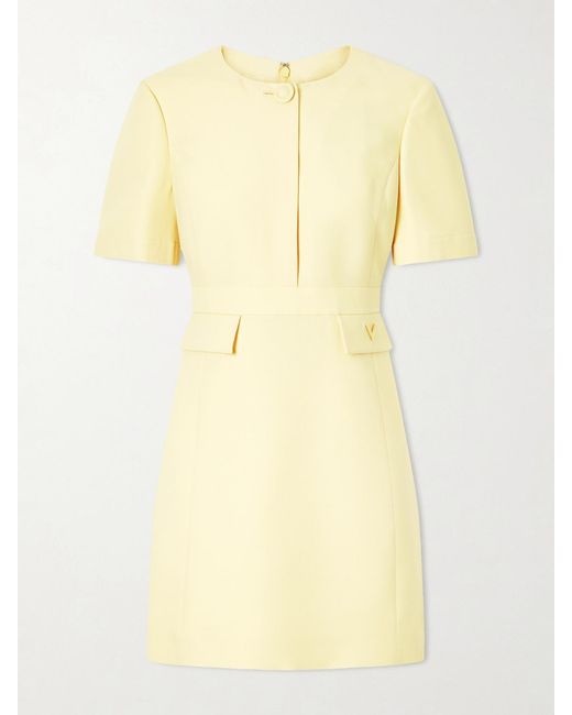 Valentino Garavani Yellow Wool And Silk-Blend Crepe Mini Dress