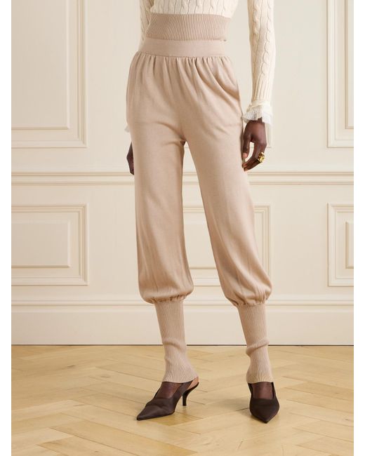 Altuzarra Natural Xander Mulberry Silk And Cotton-Blend Tapered Pants