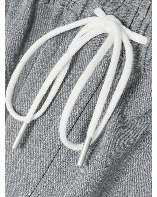 St. Agni Gray Pinstriped Wool-Blend Twill Shorts