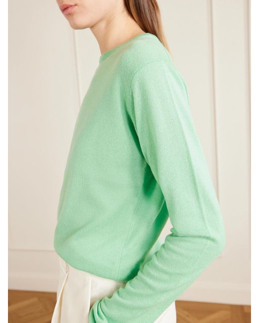 Auralee Green Cashmere And Silk-Blend Sweater