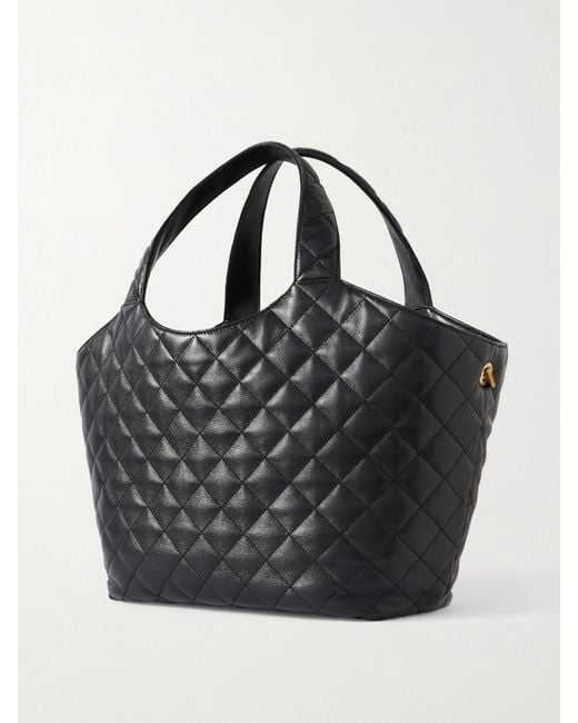Saint Laurent Black Icare Medium Matelassé Leather Tote