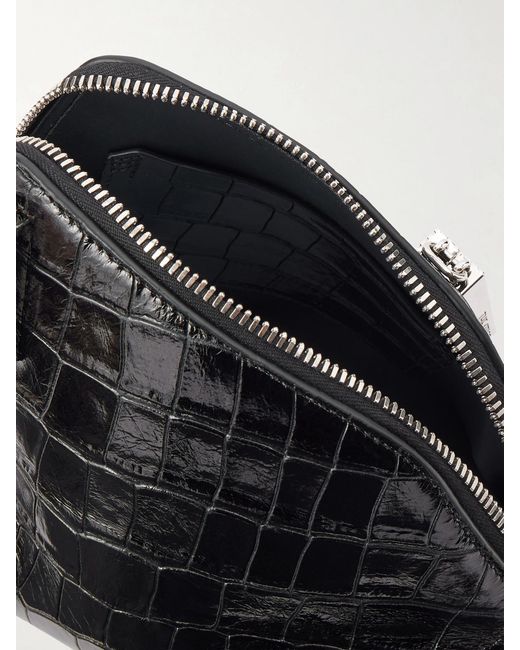 The Attico Black La Scala Asymmetric Croc-Effect Leather Clutch
