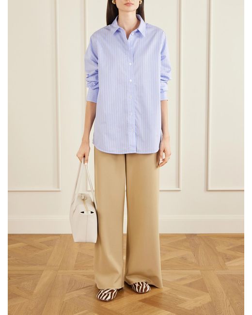 Anine Bing Blue Essie Striped Cotton-Poplin Shirt