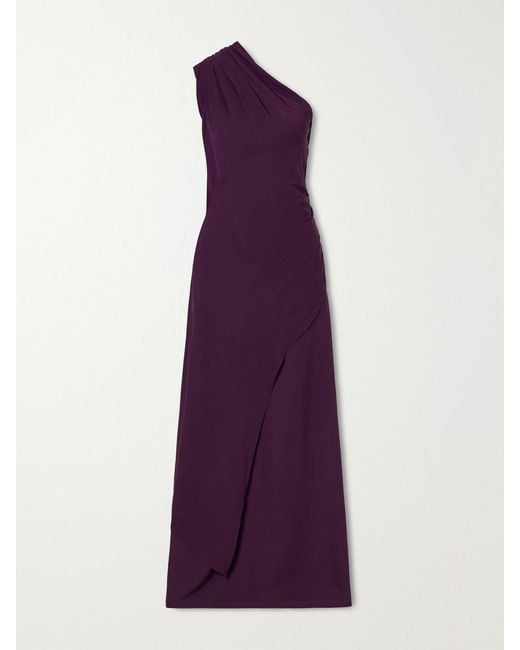 Marmar Halim Purple One-Shoulder Satin Gown