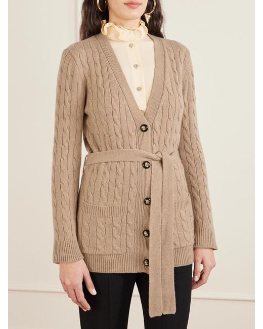 Valentino Garavani Natural Cable-Knit Cashmere Cardigan