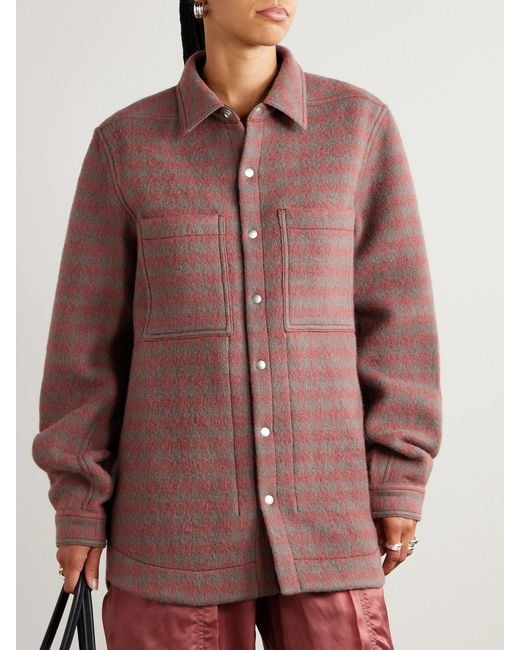 Rick Owens Purple Checked Wool-Felt Jacket