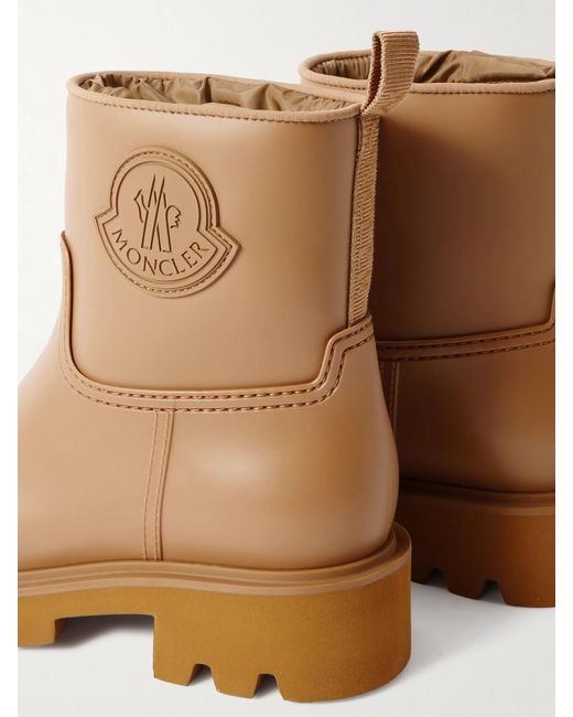 Moncler Natural Kickstream Leather And Shell Ankle Boots
