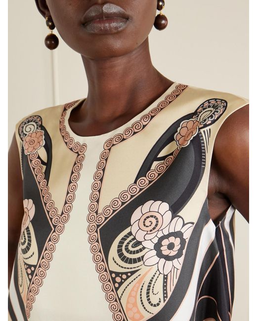 LaDoubleJ Natural San Carlo Asymmetric Printed Silk-Twill Blouse
