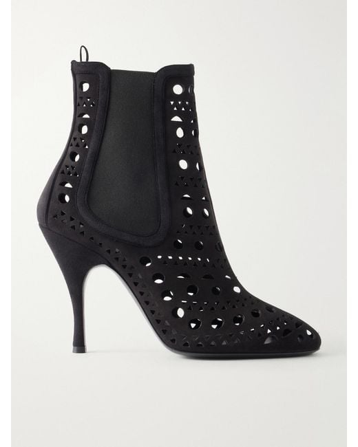 Alaïa Black Vienne 100 Suede Ankle Boots