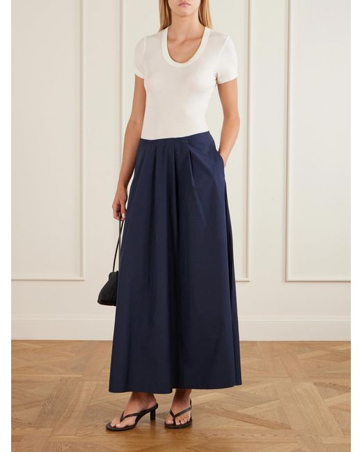 Citizens of Humanity Blue Emi Cotton-Poplin Midi Skirt