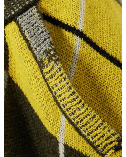 The Elder Statesman Yellow Argyle Cashmere-Jacquard Straight-Leg Track Pants