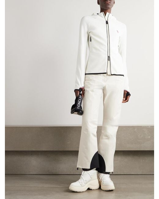 Moncler White Appliquéd Hooded Fleece Jacket