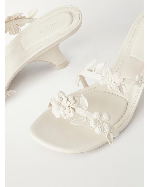 Jonathan Simkhai Natural Willow Floral-Appliquéd Leather Sandals