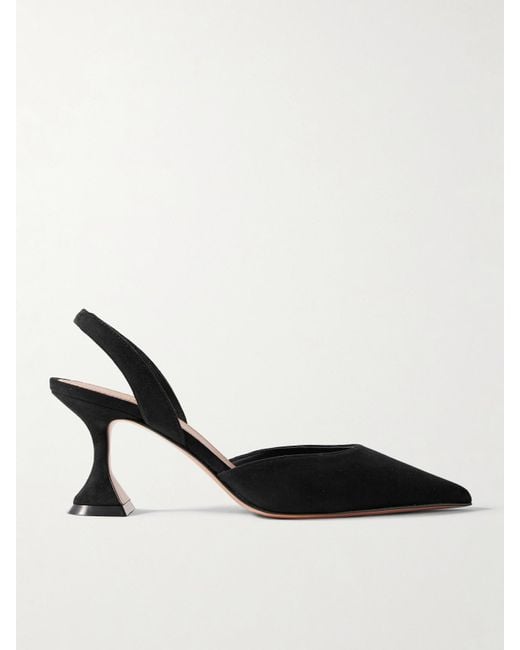 AMINA MUADDI White Holli Suede Slingback Heels