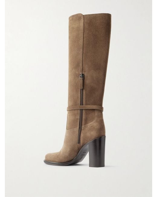 Brunello Cucinelli Brown Suede Knee Boots